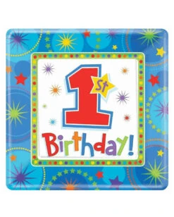 Blauer 1. Geburtstags Teller