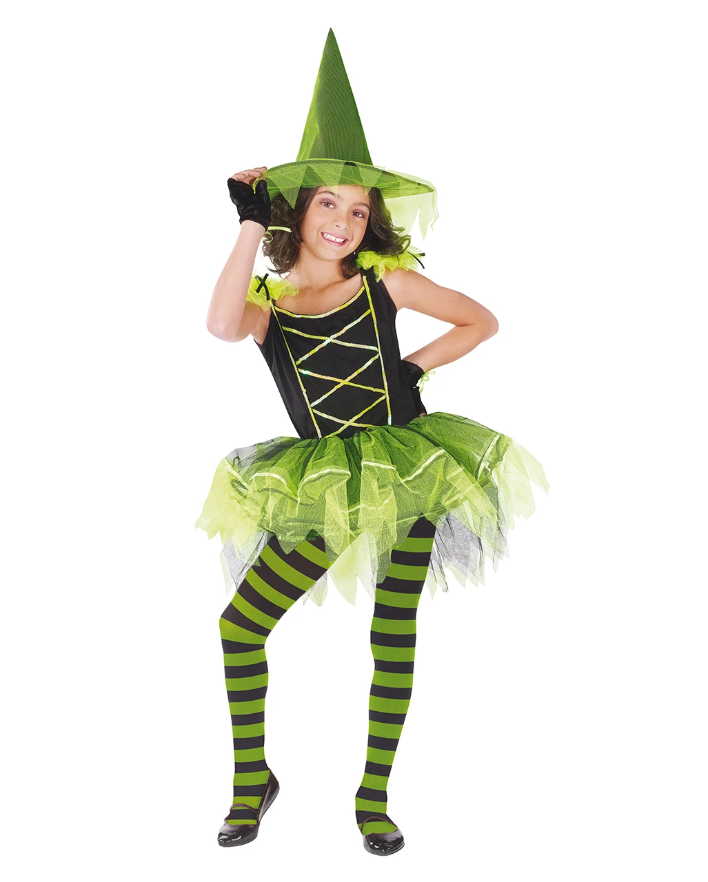 Hexen Kinderkostüm Schwarz-grün 3 Hexen Kinderkostüm Schwarz-grün