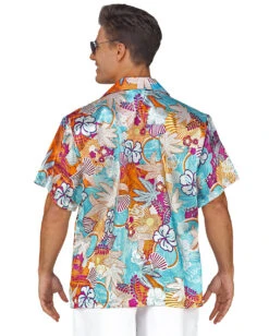 Beachparty Hemd Aus Satin -Cosly Verkaufsgeschäft buntes hawaiihemd aus satin tropical hawaii shirt with flowers beachparty kostuem 36843 03 2