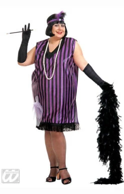 Charleston Kleid Schwarz Violett XL