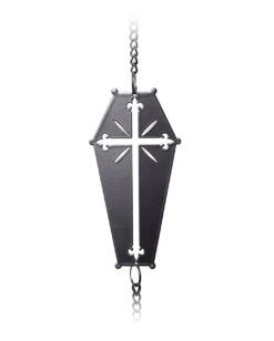 Sarg Mit Kreuz Metall Windspiel Hängedeko -Cosly Verkaufsgeschäft coffin cross metall windspiel halloween und gothic wohnungsdeko und homeware coffin cross wind chime alchemy england 52749 2