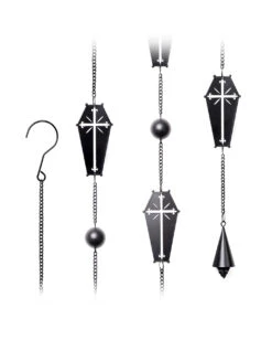 Sarg Mit Kreuz Metall Windspiel Hängedeko -Cosly Verkaufsgeschäft coffin cross metall windspiel halloween und gothic wohnungsdeko und homeware coffin cross wind chime alchemy england 52749