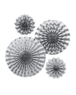 Silbernes Fächer-Deko Set