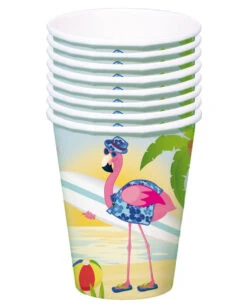Pinke Flamingo Pappbecher 8 St.