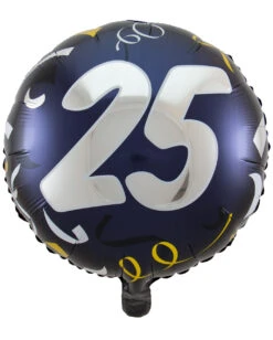 Ballon Mit Zahl 25 Schwarz-gold 45 Cm