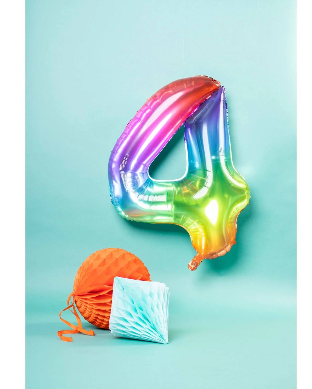 Regenbogen Folienballon Zahl 4 4 Regenbogen Folienballon Zahl 4 – Bild 2