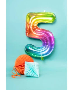 Regenbogen Folienballon Zahl 5 -Cosly Verkaufsgeschäft folienballon zahl 5 regenbogenfarben foil ballon number 5 rainbow color 38810 02