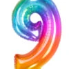 Regenbogen Folienballon Zahl 9 -Cosly Verkaufsgeschäft folienballon zahl 9 regenbogenfarben foil ballon number 9 rainbow color 38814 01