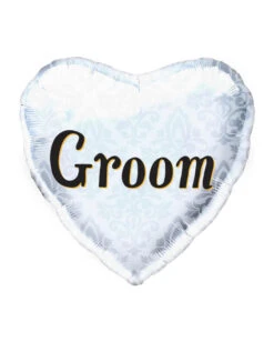 Weiß-silberner Folienballon Bräutigam