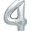 Folienballon Zahl 4 Silber -Cosly Verkaufsgeschäft folienballon vier silber heliumballon luftballon mit nummer 4 als motiv 22775