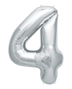 Folienballon Zahl 4 Silber
