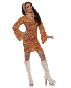 GoGo Hippie Mini Kleid Orange Medium