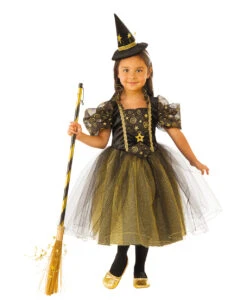 Kinder Hexenkostüm Mit Tüll Und Sternen In Gold