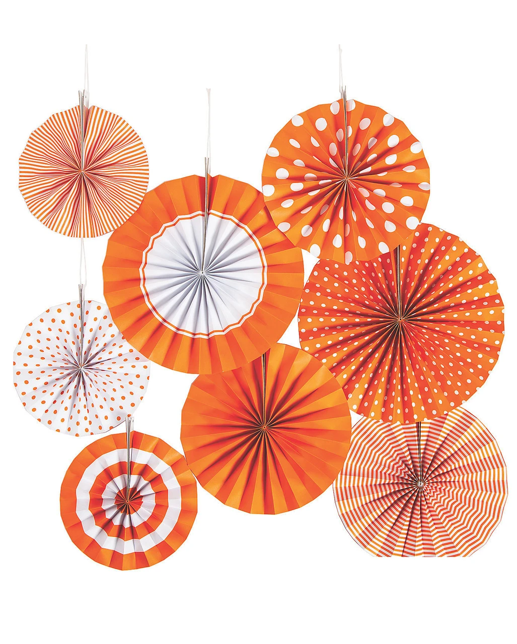 Deko Fächer Papierrosette Hängedeko Set 8 St. Orange Weiß 3 Deko Fächer Papierrosette Hängedeko Set 8 St. Orange Weiß