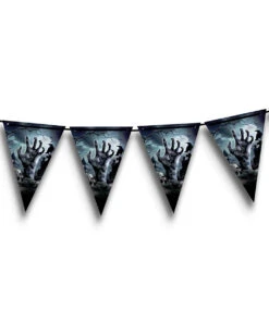 Zombie Friedhof Wimpel Girlande Halloween 3m