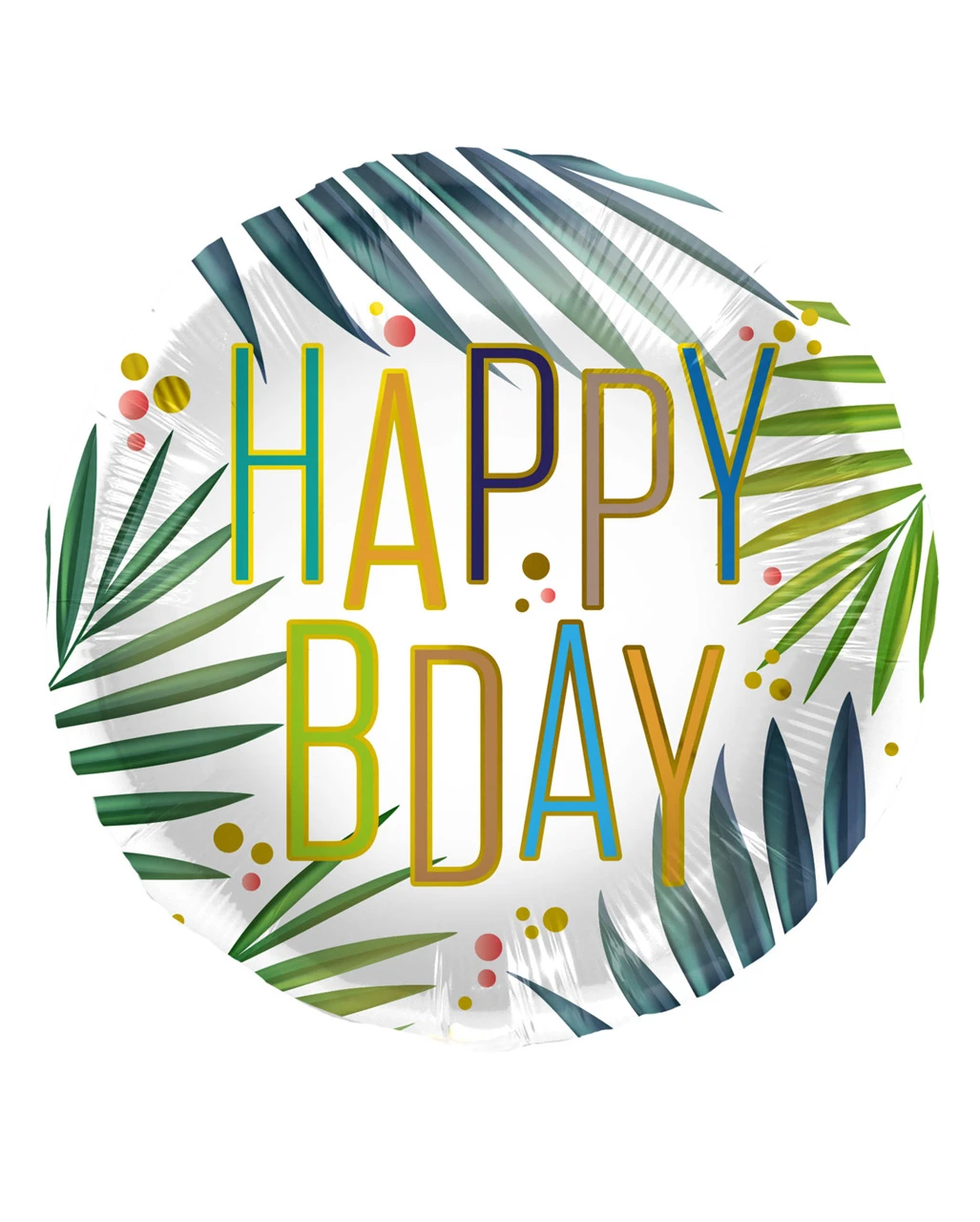 Happy Birthday Folienballon Mit Palmzweigen 45cm 3 Happy Birthday Folienballon Mit Palmzweigen 45cm