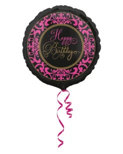 Folienballon Happy Birthday Schwarz-pink 43cm