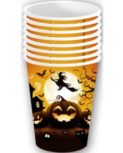 6 Große Happy Halloween Kürbis Pappbecher -Cosly Verkaufsgeschäft happy halloween kuerbis pappbecher gross happy halloween pumpkin paper cups big halloween deko kinder 53199 3