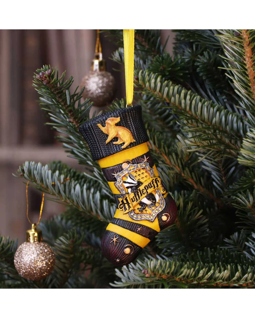 Harry Potter Hufflepuff Socke Christbaumkugel 8 Harry Potter Hufflepuff Socke Christbaumkugel – Bild 6