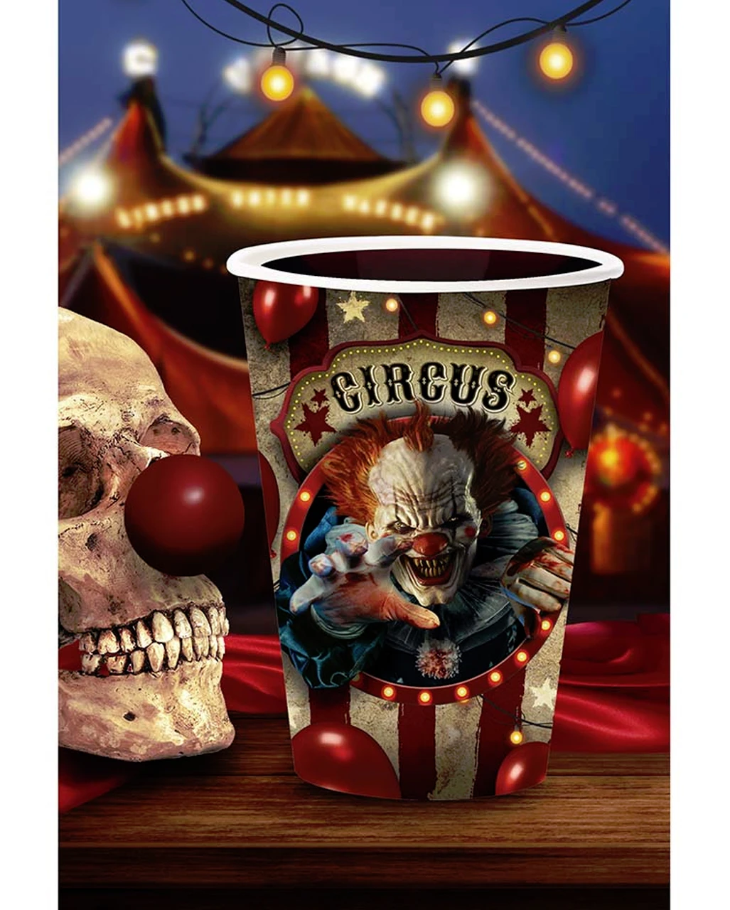 Horror Clown Zirkus Pappbecher Groß 6 St. 4 Horror Clown Zirkus Pappbecher Groß 6 St. – Bild 2