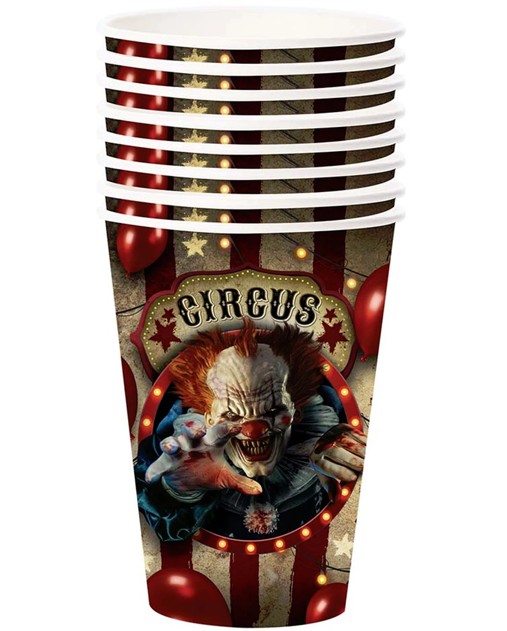 Horror Clown Zirkus Pappbecher Groß 6 St. 5 Horror Clown Zirkus Pappbecher Groß 6 St. – Bild 3
