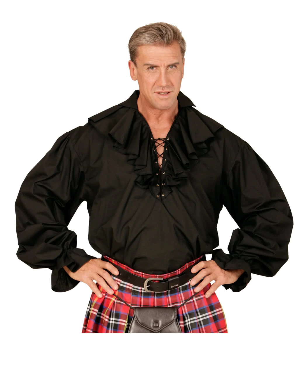 Schwarzes Rüschenhemd Mit Schnürung 5 Schwarzes Rüschenhemd Mit Schnürung – Bild 3