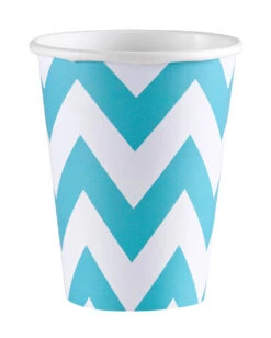 Karibisch Blaue Zick-Zack Pappbecher 8 St.