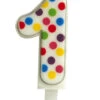 Zahlenkerze Konfetti Nr. 1 (6,5cm)