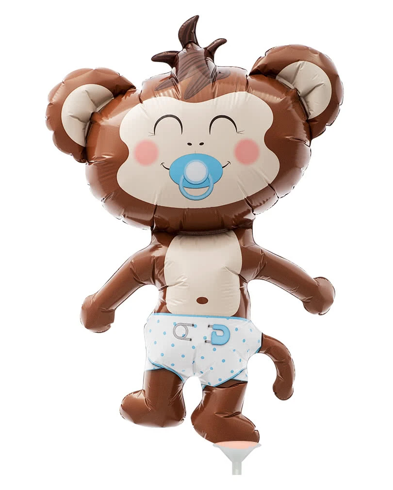 Mini-Folienballon Baby Boy Äffchen 3 Mini-Folienballon Baby Boy Äffchen