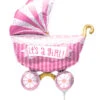 Mini-Folienballon Kinderwagen - It´s A Girl - 1 Mini-Folienballon Kinderwagen - It´s A Girl - -Cosly Verkaufsgeschäft mini folienballon kinderwagen it is a girl suesser luftballon als deko und geschenk zur geburt 22842