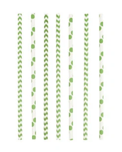 12 Papier Trinkhalme Grün