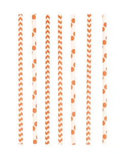 12 Papier Trinkhalme Orange
