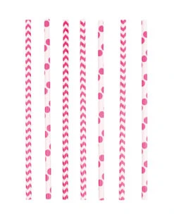 12 Papier Trinkhalme Pink