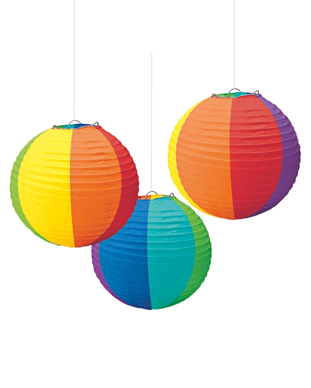 Sommerparty Regenbogen Lampions 3 St. 3 Sommerparty Regenbogen Lampions 3 St.