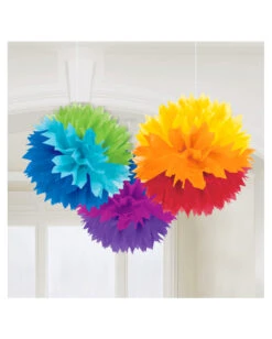 Rainbow Pom-Pom Deko 3 St.