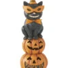Schwarze Katze Auf Halloween Kürbisstapel LED Figur 28cm -Cosly Verkaufsgeschäft schwarze katze auf halloween kuerbissen halloween und gothic homeware und wohnungsdeko black cat on halloween pumpkins with led 54580
