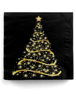 Schwarze Weihnachtsservietten "Shining Tree" 20 St.