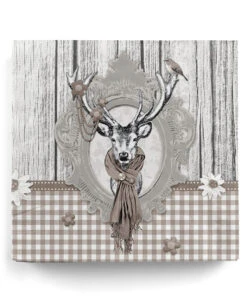 20 Landhaus Servietten Mit Hirsch Taupe