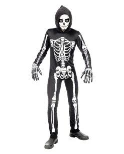 Skelett Overall Kinderkostüm -Cosly Verkaufsgeschäft skelett kinderkostuem mit kapuze skeleton costume with hood for kids halloween kkinderkostuem 51023 02