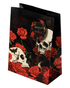 Skulls & Roses Geschenktüte 23x17cm -Cosly Verkaufsgeschäft skulls and roses geschenktasche skulls and roses geschenktuete skulls and roses gift bag 54613 01