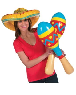 Aufblasbarer Sombrero Mit Maracas -Cosly Verkaufsgeschäft sombrero und maracas aufblasbar beachparty deko sommerfest deko inflatable sombrero 29235 2