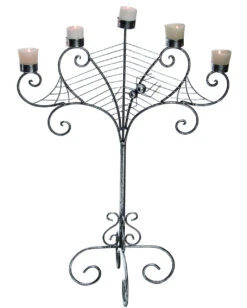 Silberner Metall Spinnweben Kerzenständer