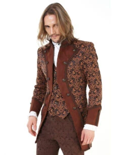 Steampunk Aristokrat Herren Mantel Braun -Cosly Verkaufsgeschäft steampunk aristokrat herren mantel braun steampunk aristocrat mens coat brown steampunk mantel 39105 2