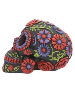 Sugar Skull Mit Blütenmuster -Cosly Verkaufsgeschäft sugar skull mit blueten ornament sugar skull mit bluetenmuster sugar bloom skull 39199 03