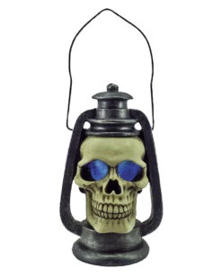 Totenkopf Laterne Mit LED Licht 15cm -Cosly Verkaufsgeschäft totenkopf laterne totenschaedel lampion halloween lampe horror licht halloween dekoration horror artikel skull lantern 18233 03