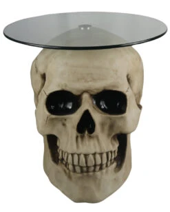 Totenschädel Tisch Mit Glasplatte 56,5cm -Cosly Verkaufsgeschäft totenkopf tisch mit runder glasplatte totenschaedel tisch mit runder glasplatte skull table with round glass plate 54783 05