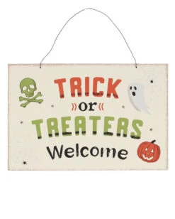 Trick Or Treaters Willkommen Schild 20x30cm -Cosly Verkaufsgeschäft trick or treaters halloween schild trick or treaters halloween sign halloween deko 53119 01