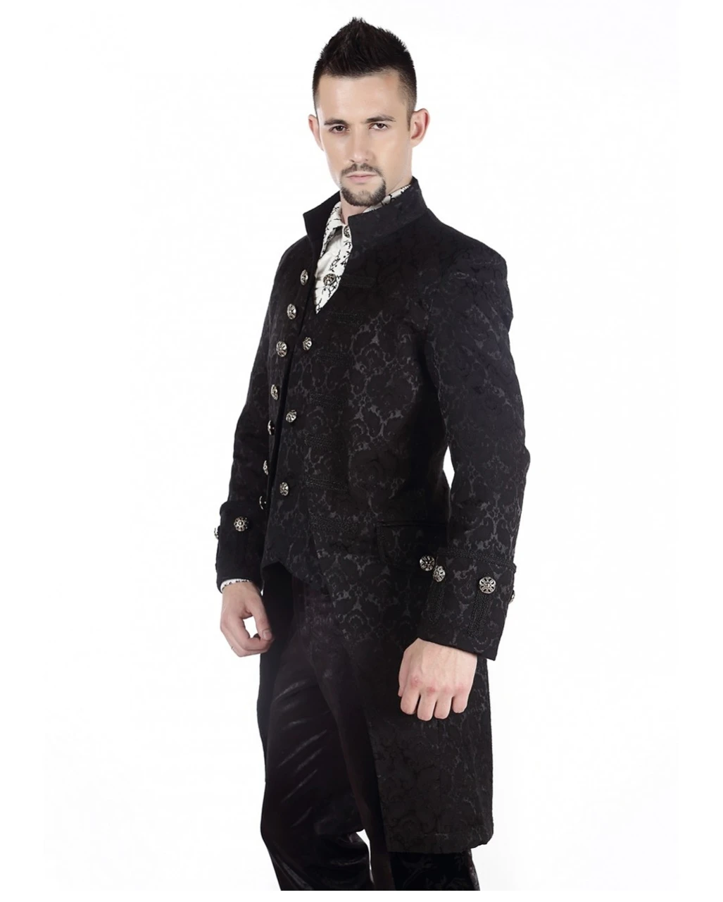 Viktorianischer Gothic Aristokrat Herren Mantel Schwarz 4 Viktorianischer Gothic Aristokrat Herren Mantel Schwarz – Bild 2