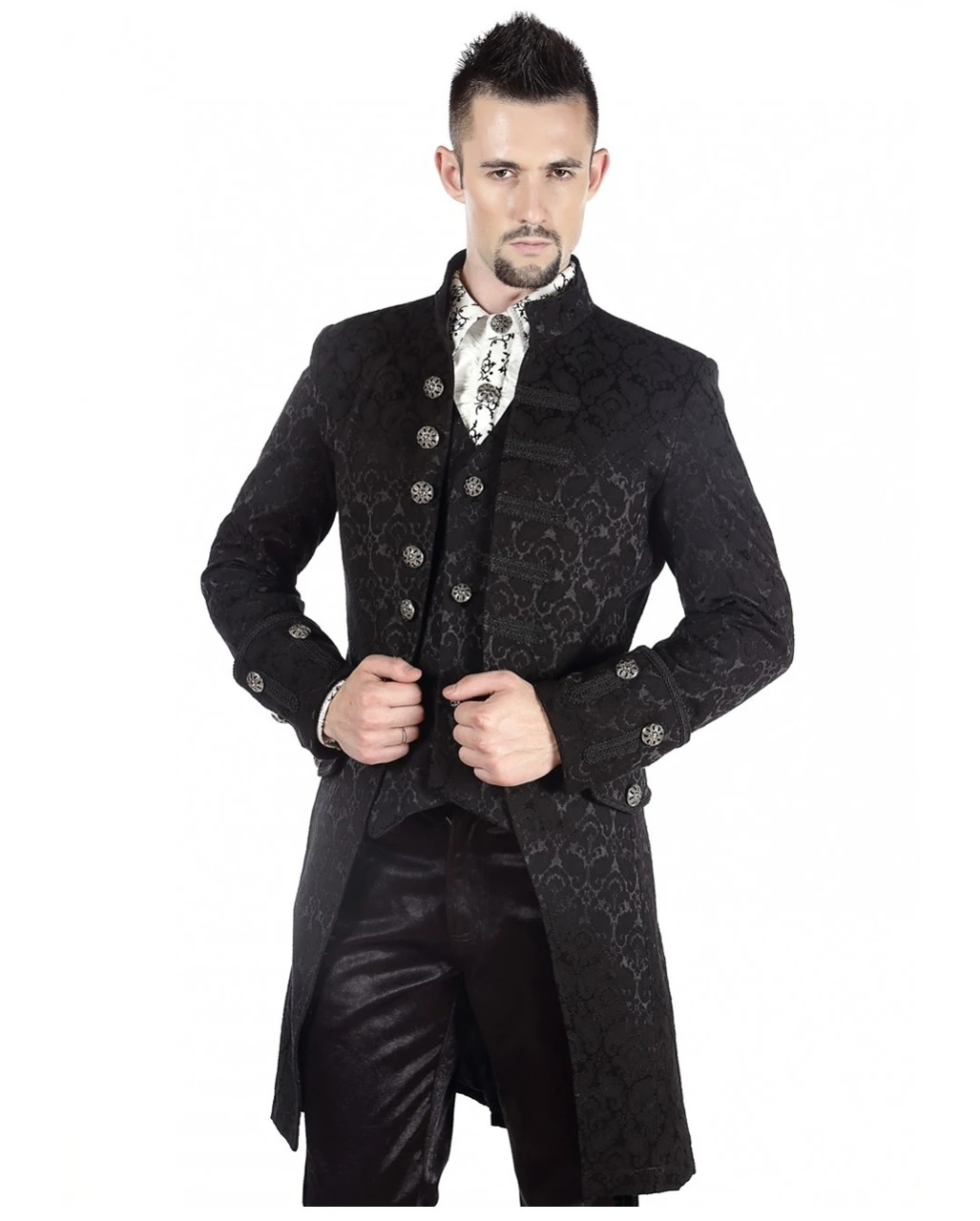 Viktorianischer Gothic Aristokrat Herren Mantel Schwarz 3 Viktorianischer Gothic Aristokrat Herren Mantel Schwarz