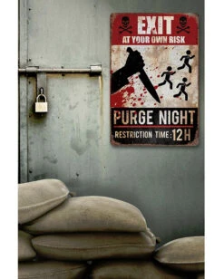 Purge Night Warnschild 24x36 Cm -Cosly Verkaufsgeschäft warnschild purge night warning sign purge night halloween wanddeko schild 53314 2
